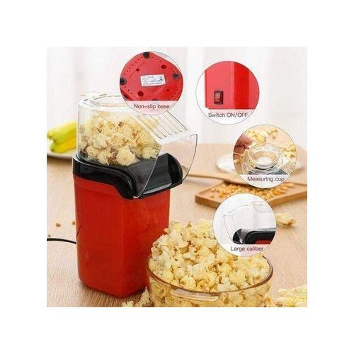 Machine à Pop-Corn Électrique Sans Huile – Air Chaud – Préparation Rapide et Saine en 3 Minutes – Compacte pour Maison, Bureau et Dortoir – Rouge