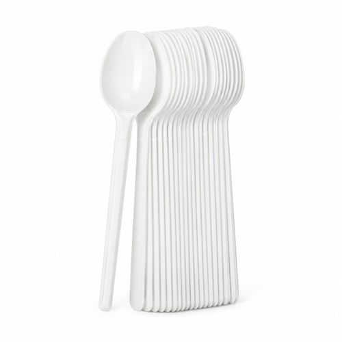 Plastic Spoons White Biodegradable – Cuillères à Thé en Plastique Blanches, 50 Pièces