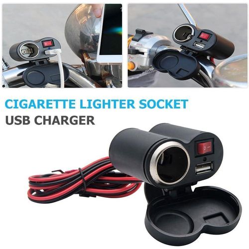 شاحن USB مع مأخذ ولاعة 12V/24V للدراجة النارية والسيارة
