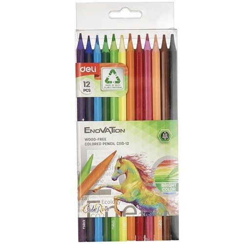 Deli Crayons de couleur EC110-12, 12 pièces, assortis