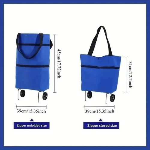 Sac de courses pliable à roulettes, Chariot shopping 2 en 1, Sac grande capacité imperméable, Panier courses portable avec roues