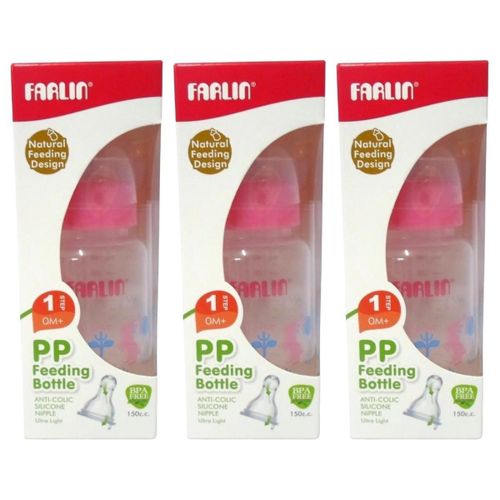 Lot de 3 - Biberon PP Anti-Colique Design Naturel Pour Nouveau-Né 150ml