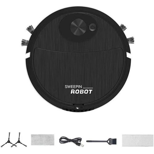 Mini Robot de Nettoyage et de Balayage, Aspirateur Automatique, Ultra Fin, Silencieux, Machine de Nettoyage de Durs, Noir