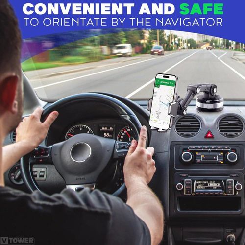 Support Téléphone de Voiture Ultra-Robuste à Ventouse Électrique Auto-Aspirante – Fixation Universelle et Bras Articulé