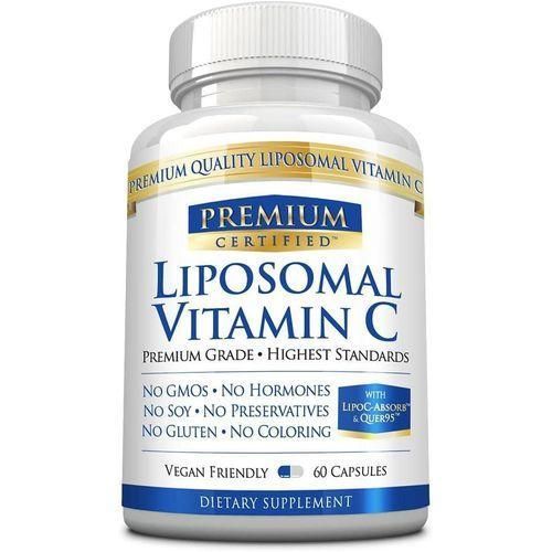 Premium Certified Vitamine C liposomale - 1100 mg - 60 capsules - Douce pour l'estomac - Avec phospholipides et biopérine - Stimule la fonction immunitaire, les propriétés antioxydantes et la production de collagène