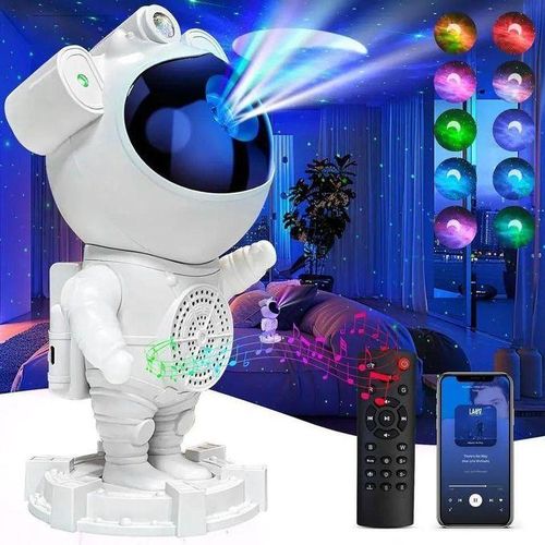Lampe Projecteur Astronaute Galaxy LED avec Haut-Parleur Bluetooth Effets Étoilés et Nébuleuse