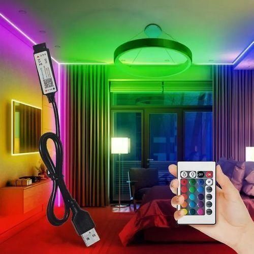 Ruban LED 10M 5050 SMD RGB 2X5M 600LEDs Bande LED avec télécommande USB