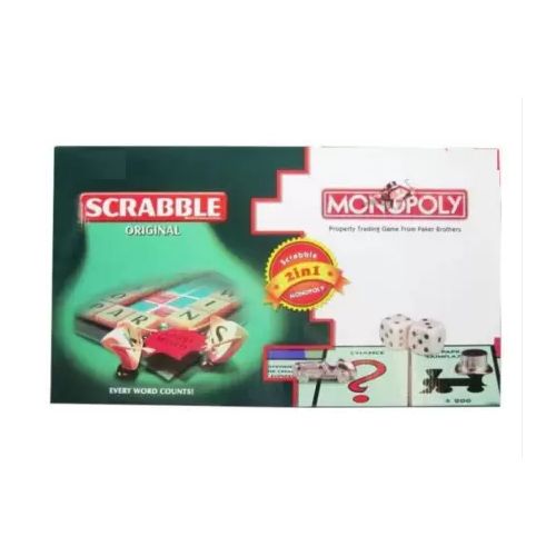 Scrabble et Monopoly 2 en 1 - 2 grands jeux réunis dans 1 boîte Jeu de société amusant et de fête