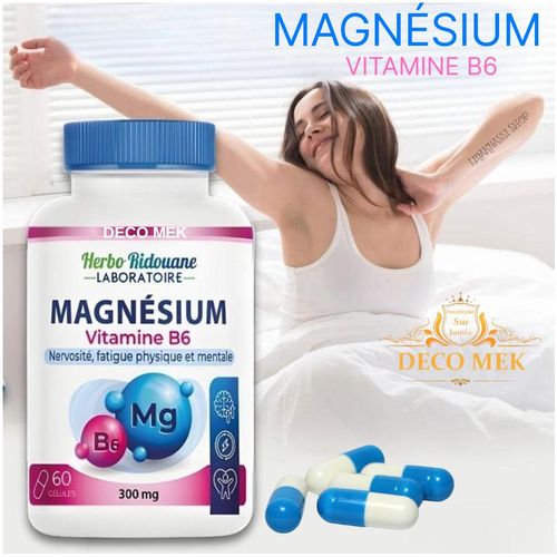 Nervosité, fatigue physique et mentale - Muscles Supplément de magnesium Capsules de complexe de magnesium pour adultes.