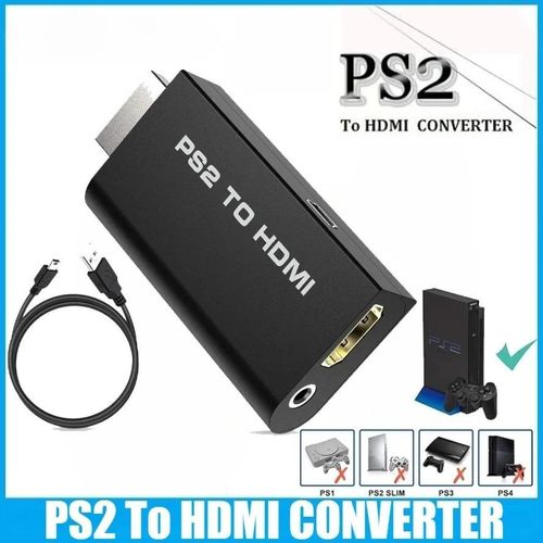 Adaptateur de convertisseur PS2 vers HDMI, convertisseur Audio-vidéo 480i/480p/576i avec sortie Audio 3.5mm, prend en charge le Mode d'affichage PS2 PS2 vers HDMI (couleur et design aléatoire)